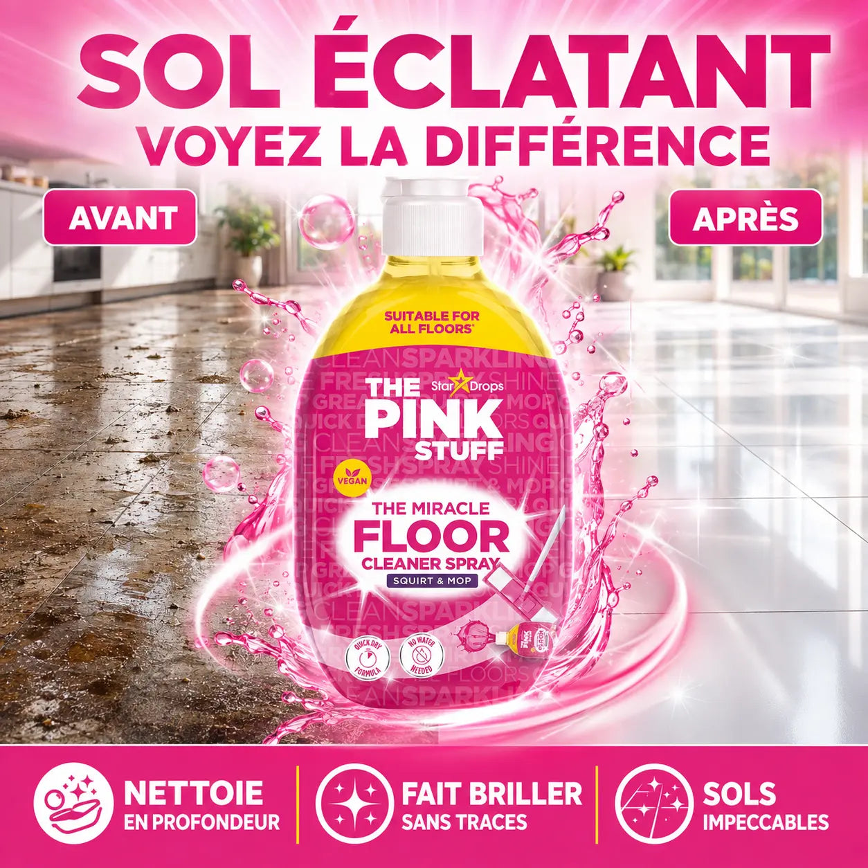 Nettoyant Sols Squirt & Mop The Pink Stuff The Miracle Floor Cleaner — 300 ml
