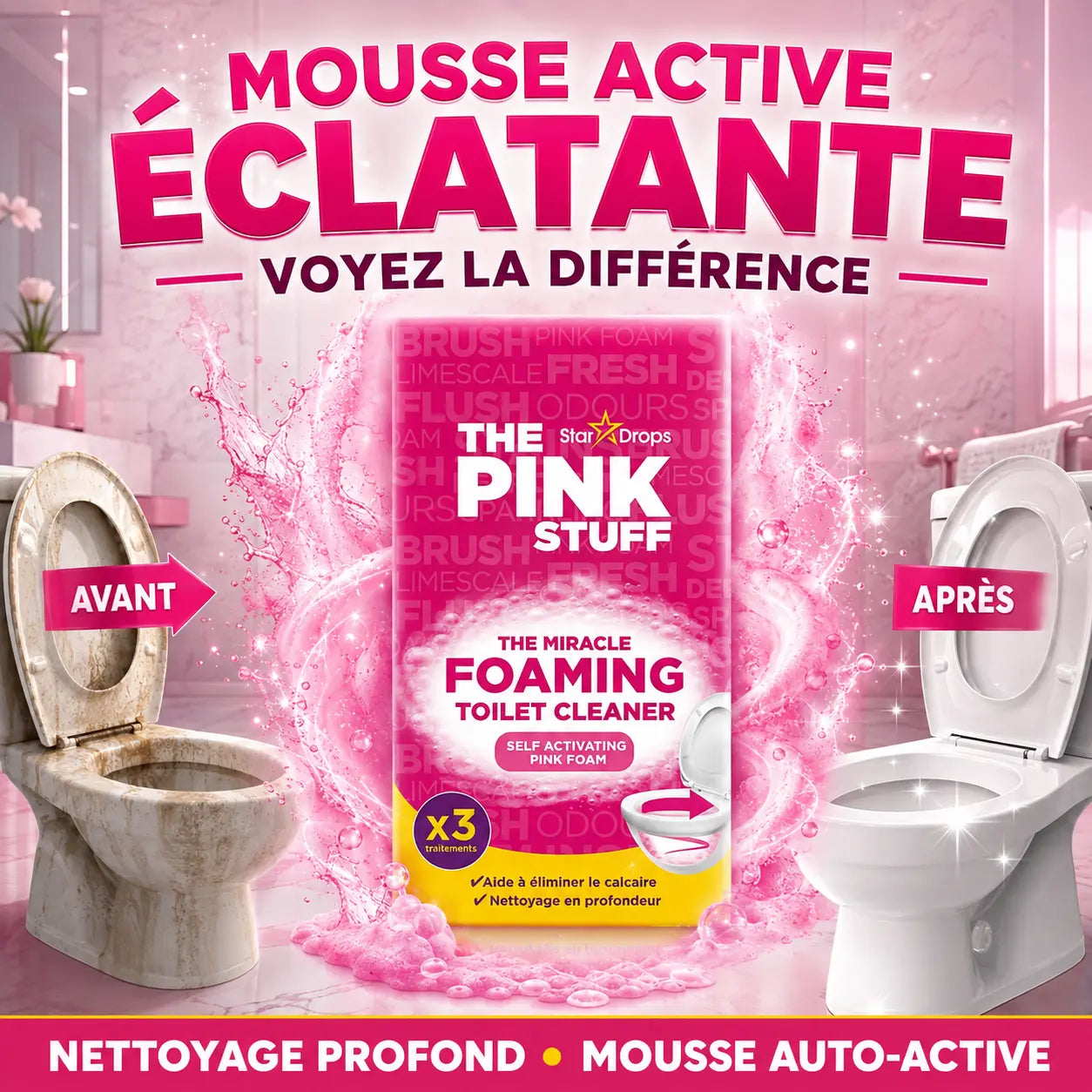 Nettoyant WC Moussant The Pink Stuff The Miracle — 3 Doses