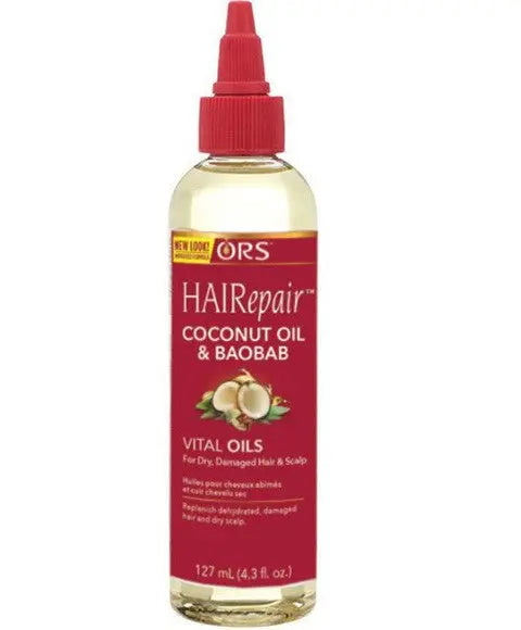 ORS HAIRepair Huile de noix de coco et huiles essentielles de baobab pour cheveux et cuir chevelu secs et abîmés ORS