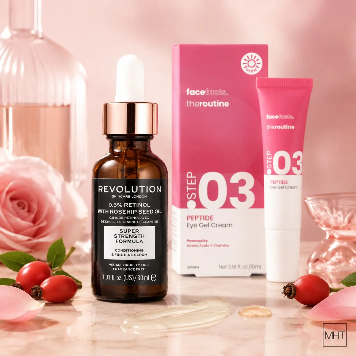 Pack N°33 — Nuit Anti-Âge Précision — Sérum Rétinol 0,5 % Rose Musquée + Gel-Crème Yeux Peptides