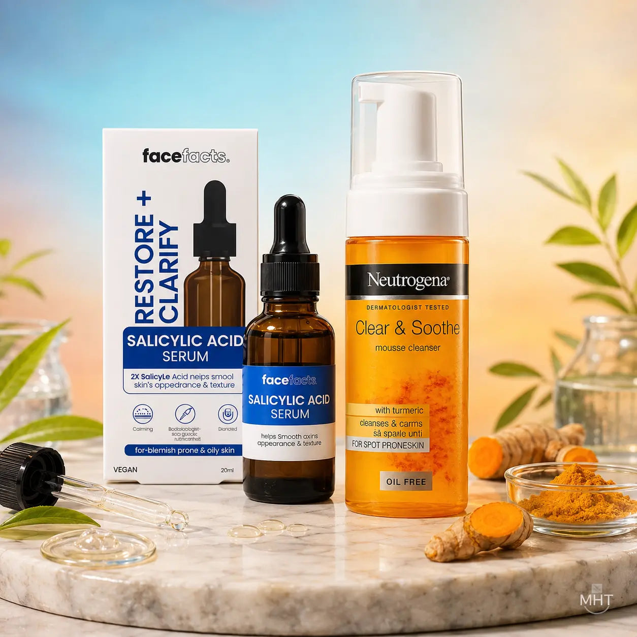 Pack N°35 — Peau Apaisée Curcuma — Mousse Neutrogena Clear & Soothe + Sérum Acide Salicylique