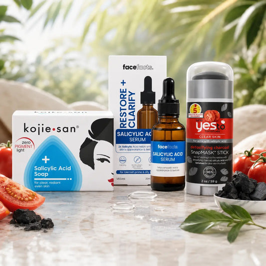 Pack N°19 — Routine 100 % Acide Salicylique — Savon Kojie San + Sérum Visage + Masque Purifiant