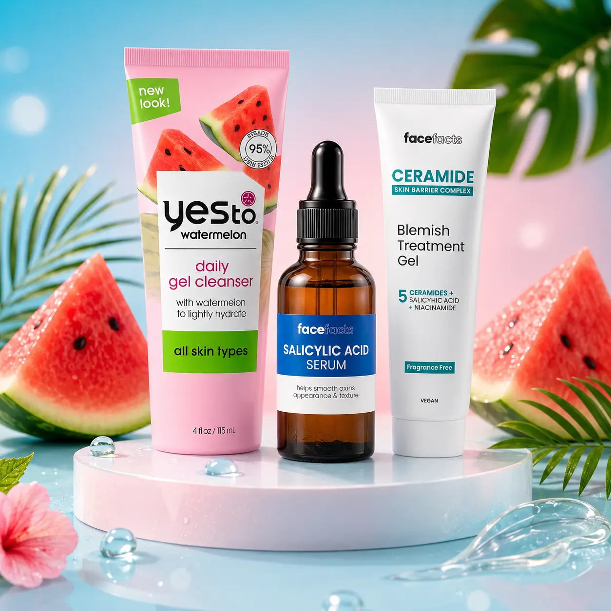 Pack N°15 — Routine Anti-Boutons Douceur — Nettoyant Watermelon + Sérum Salicylique + Gel Ciblé Céramides