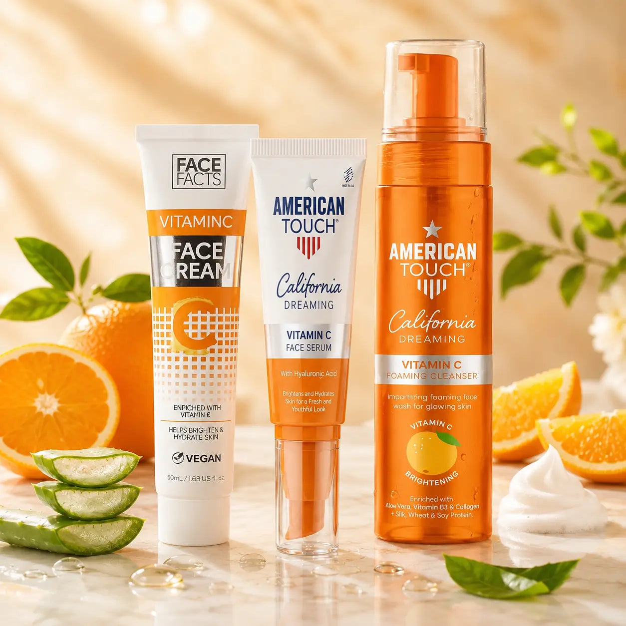 Pack N°12 — Routine California Dreaming Vitamine C — Nettoyant Moussant + Sérum Éclat + Crème Visage