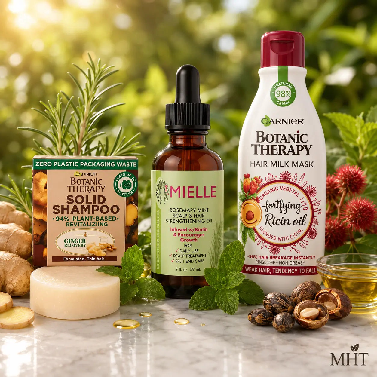 Pack N°38 — Routine Cheveux Forts — Shampoing Gingembre + Masque Huile de Ricin + Huile Mielle Romarin