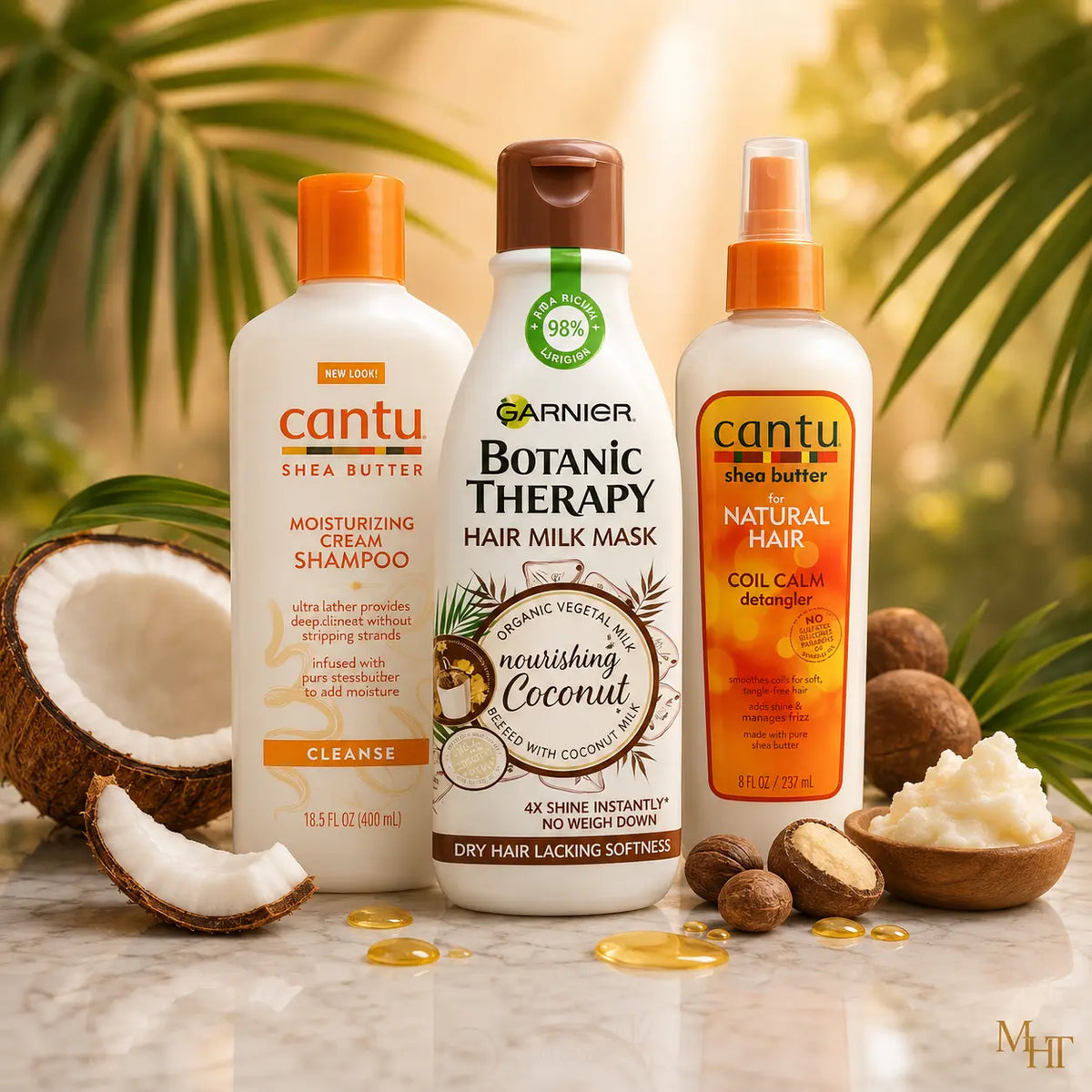Pack N°39 — Routine Cheveux Secs — Shampooing Cantu Karité + Masque Coco + Spray Démêlant Coil Calm