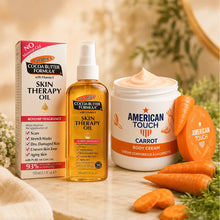 Charger l'image dans la galerie, Pack Routine Corps Éclat &amp; Nutrition — Crème Carotte American Touch 500 ml + Huile Sèche Palmer's Rose Musquée 150 ml