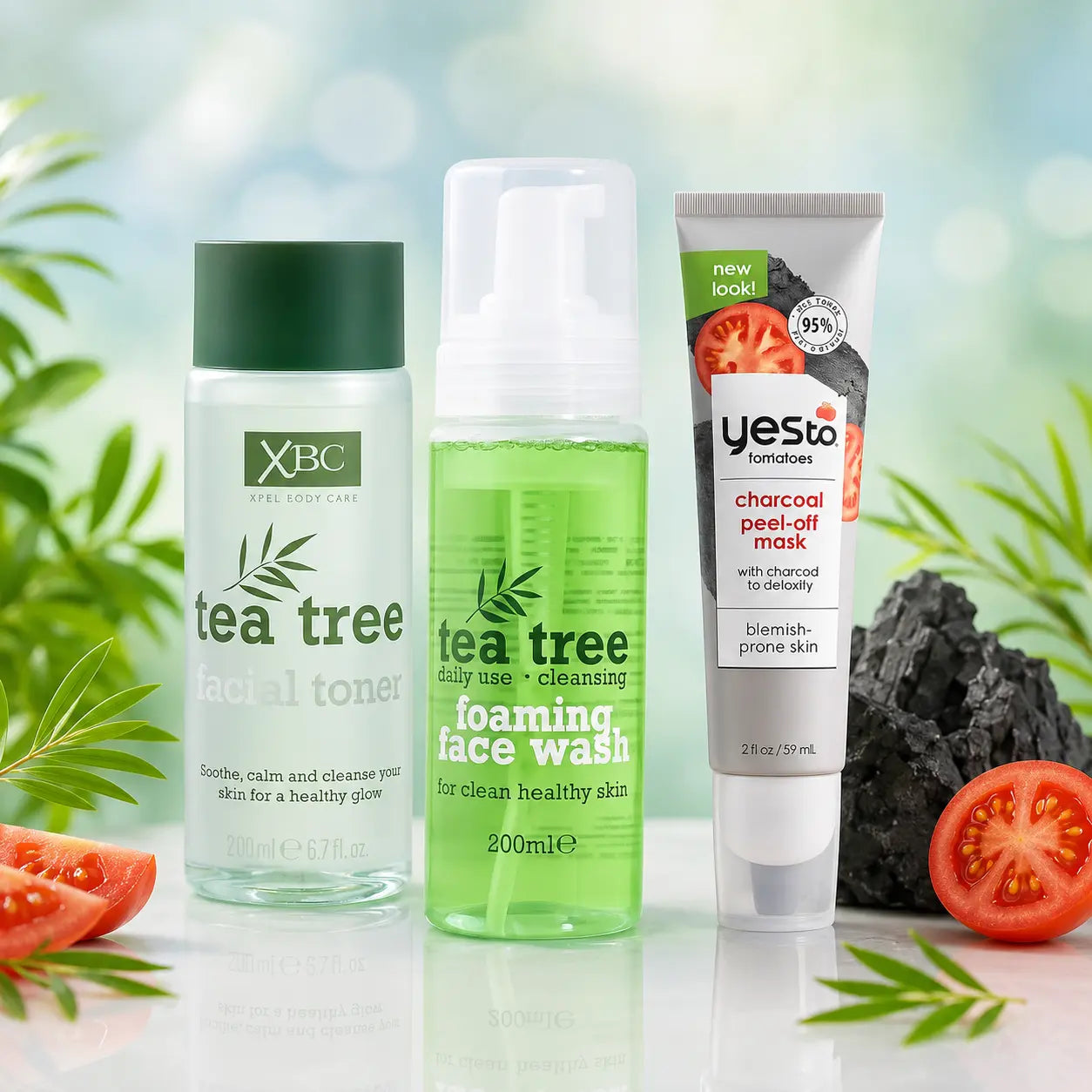 Pack N°16 — Routine Détox Points Noirs — Nettoyant Tea Tree + Masque Peel-Off Charbon + Tonique