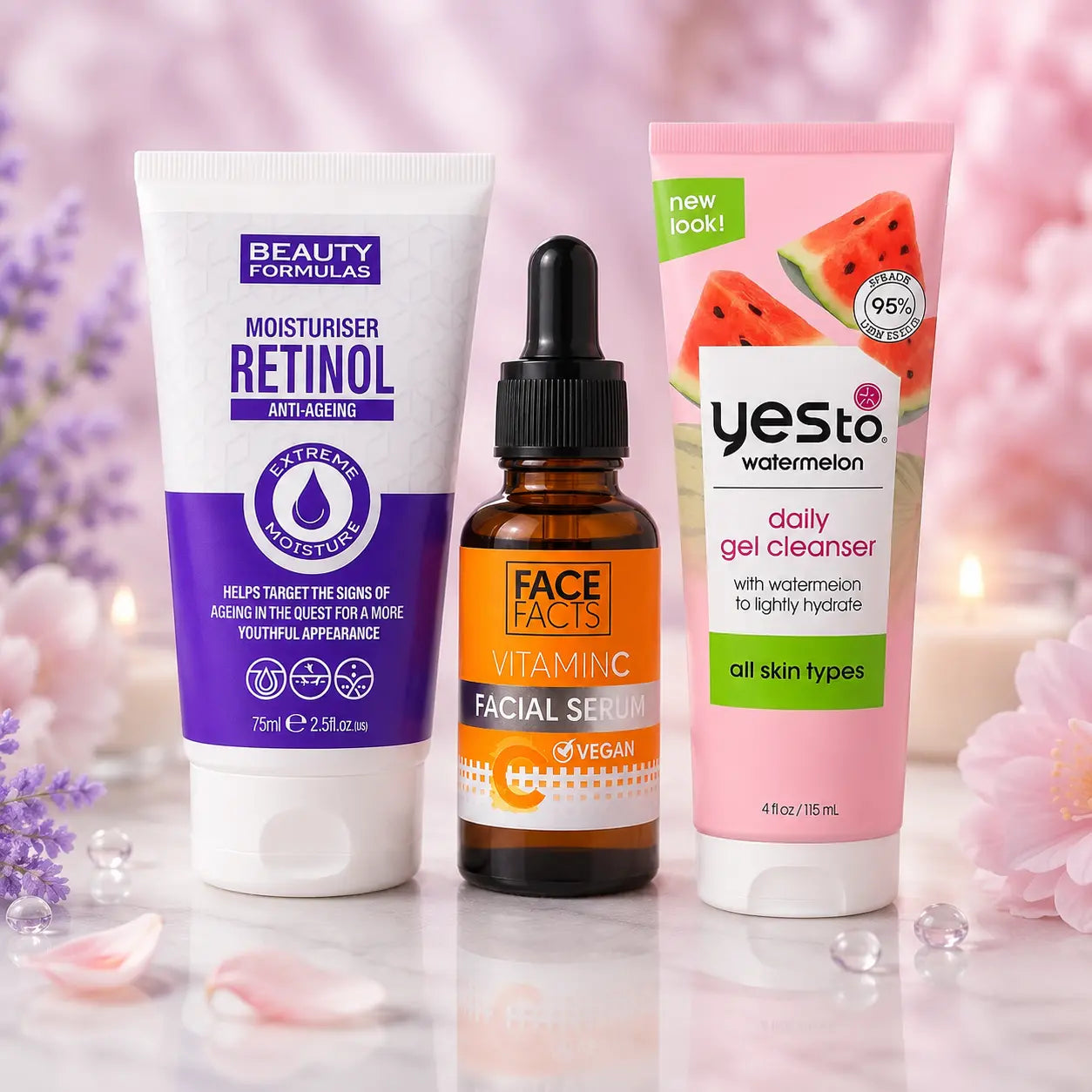 Pack N°2 — Routine Éclat Visage — Gel Nettoyant Watermelon + Sérum Vitamine C + Crème Rétinol