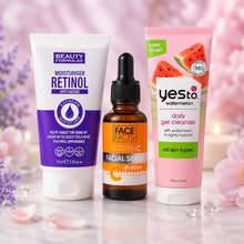 Charger l'image dans la galerie, Pack Routine Éclat Visage — Gel Nettoyant Watermelon + Sérum Vitamine C + Crème Rétinol