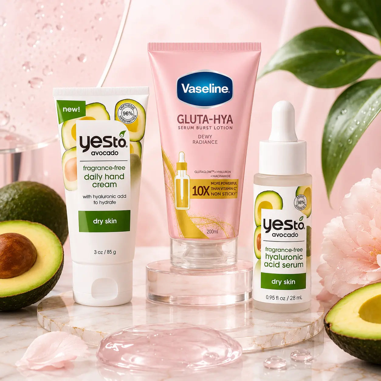 Pack N°14 — Routine Hydratation Totale — Sérum Hyaluronique Visage + Lotion Corps Gluta-Hya + Crème Mains