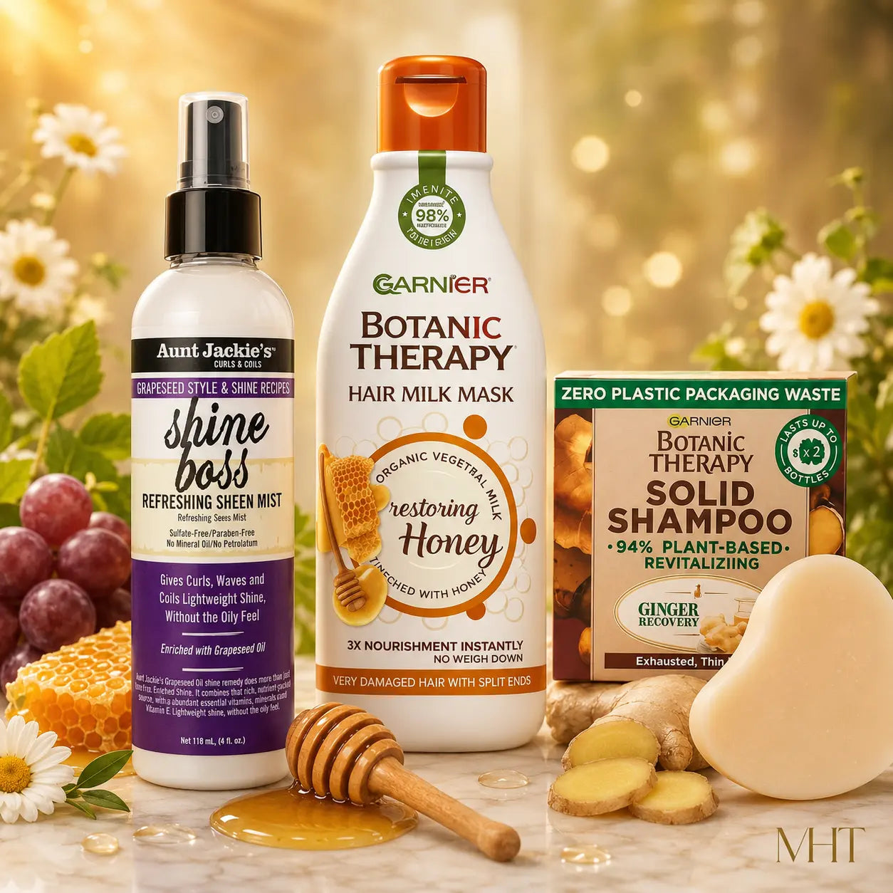 Pack N°40 — Routine SOS Cheveux Abîmés — Shampoing Gingembre + Masque Lait au Miel + Sérum Lustrant