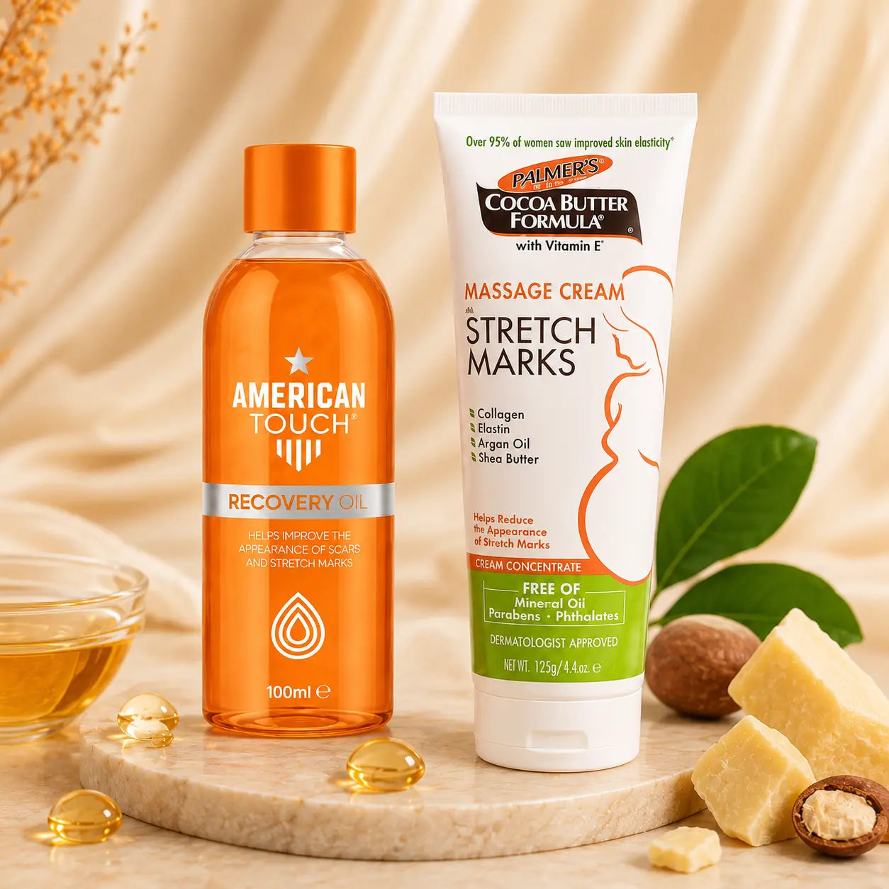 Pack N°17 — Routine SOS Vergetures — Crème de Massage Palmer's + Huile Réparatrice Recovery Oil