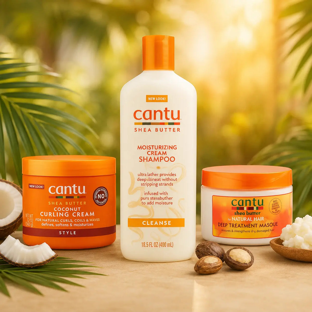 Pack N°30 — Routine Wash Day Cantu — Shampooing Karité + Masque Deep Treatment + Crème Bouclante Coco