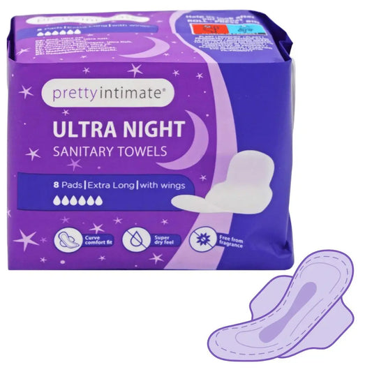 Pretty Serviettes Hygiéniques Intimes Ultra Nuit 8 Serviettes PRETTY