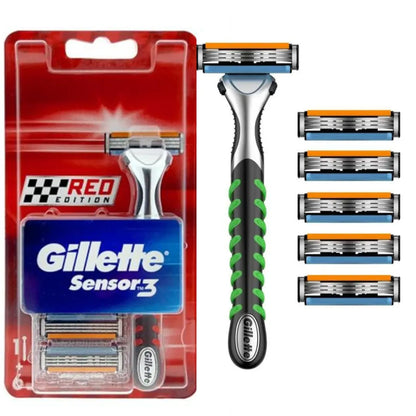 Rasoir pour homme Gillette Sensor 3 + 6 recharges - Édition rouge GILLETTE