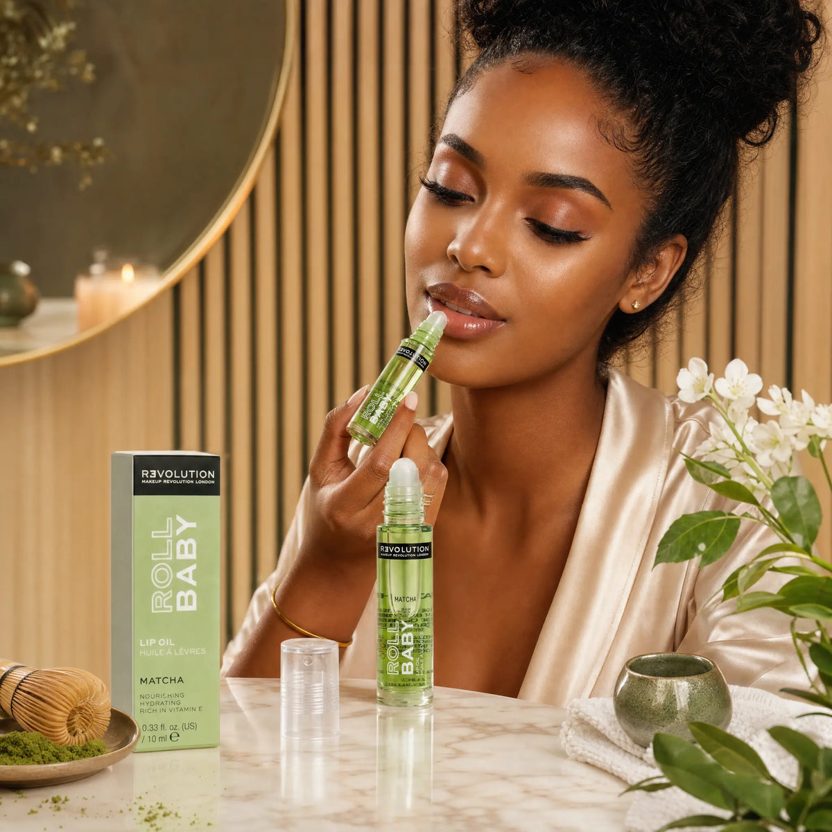 Relove by Revolution Roll Baby – Huile à Lèvres Roll-On Matcha 5 ml