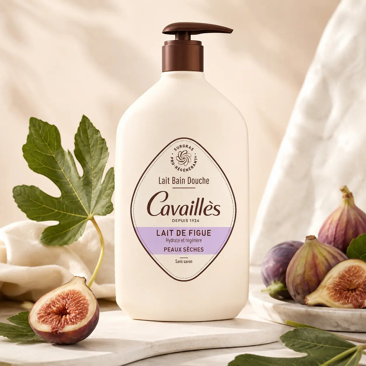 Rogé Cavaillès Lait Bain Douche Lait de Figue Peaux Sèches 1L