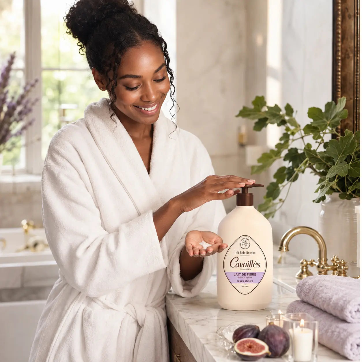 Rogé Cavaillès Lait Bain Douche Lait de Figue Peaux Sèches 1L