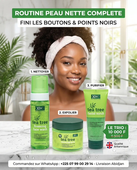 Routine Visage Tea Tree XBC — Trio Peau Nette (Nettoyant + Gommage + Tampons)