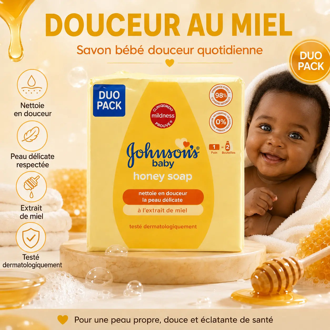 Savon Bébé Johnson's Baby au Miel — Lot de 2