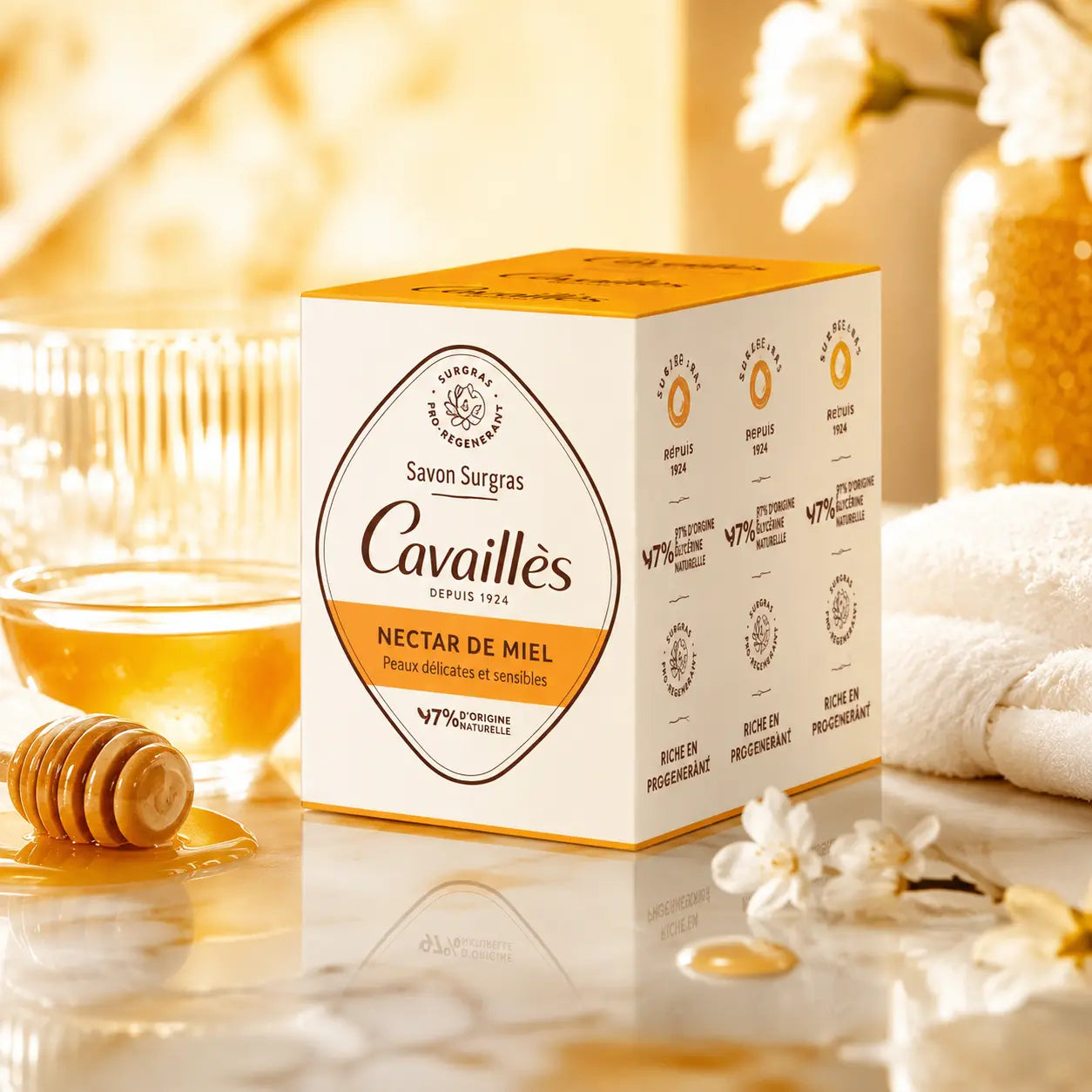 Savon Surgras Rogé Cavaillès Nectar de Miel Peaux Sensibles — 3 × 200 g