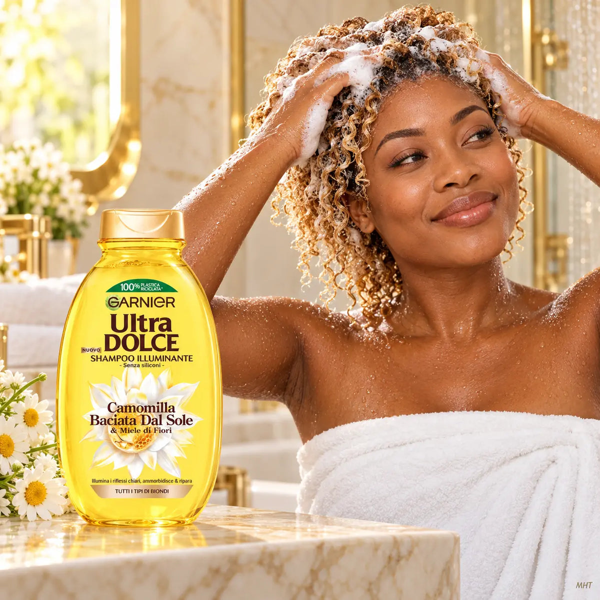 Shampooing Illuminant Garnier Ultra Doux Camomille & Miel de Fleurs — Cheveux Blonds — 250 ml