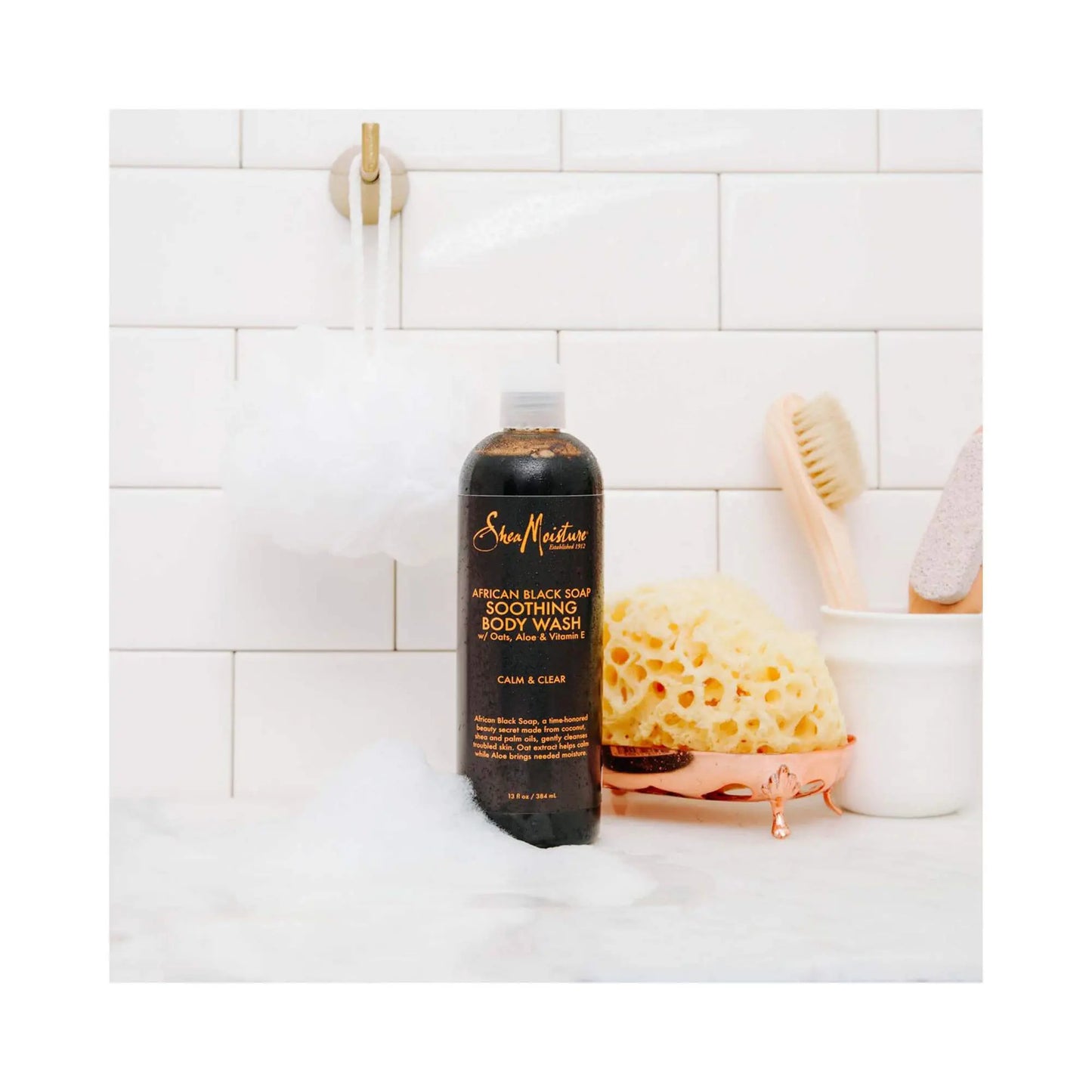 Shea moisture Gel douche au Savon noir africain corps apaissnt  384ml SHEA MOISTURE
