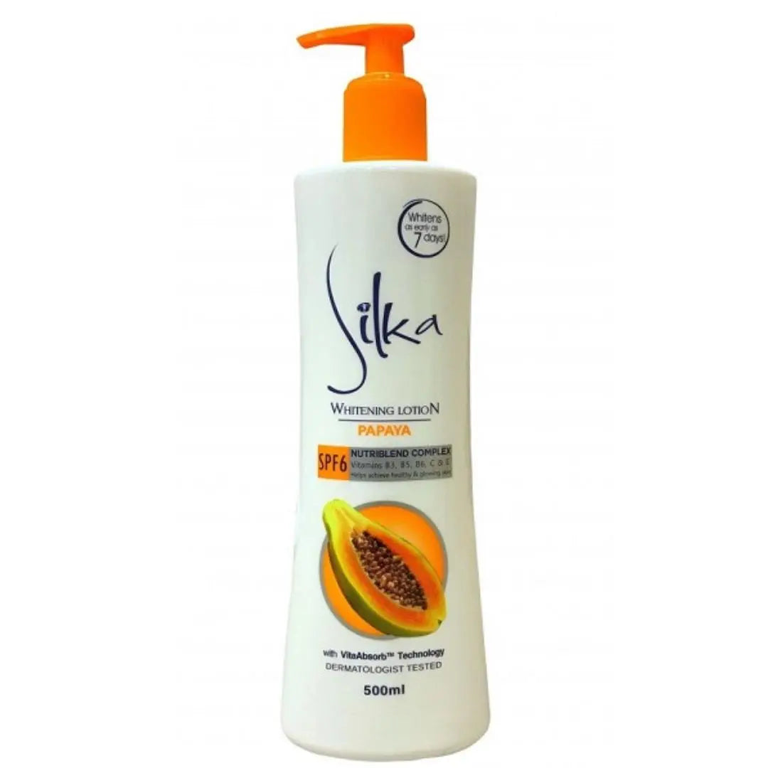 Silka Lotion éclaircissante pour la peau à la papaye 500 Ml (Pompe) SILKA