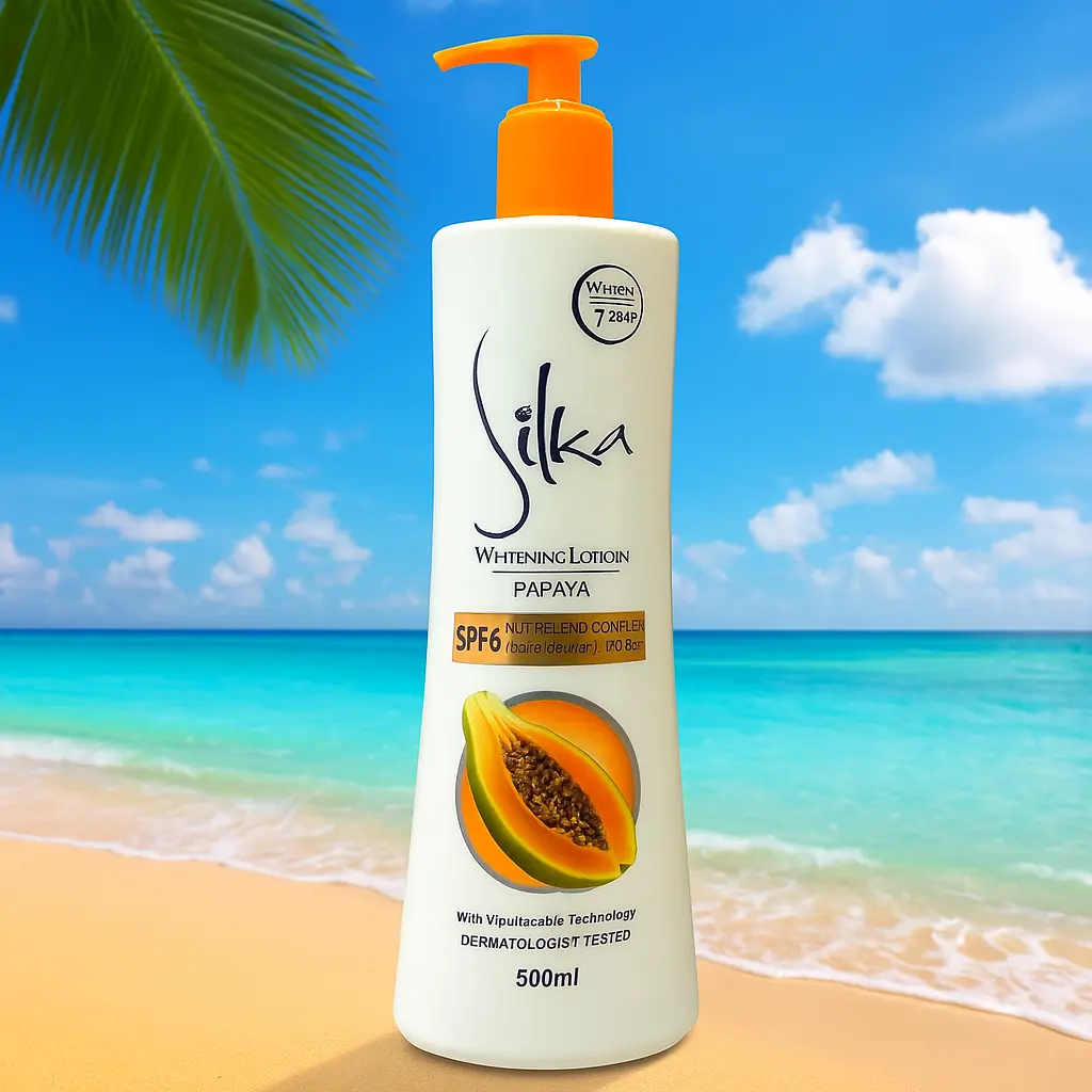 Silka Lotion éclaircissante pour la peau à la papaye 500 Ml (Pompe) SILKA
