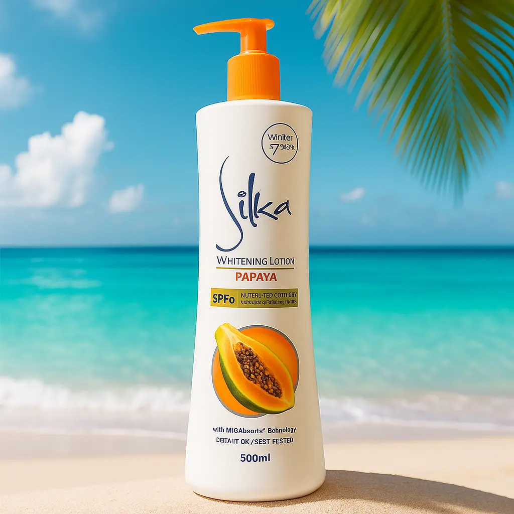 Silka Lotion éclaircissante pour la peau à la papaye 500 Ml (Pompe) SILKA