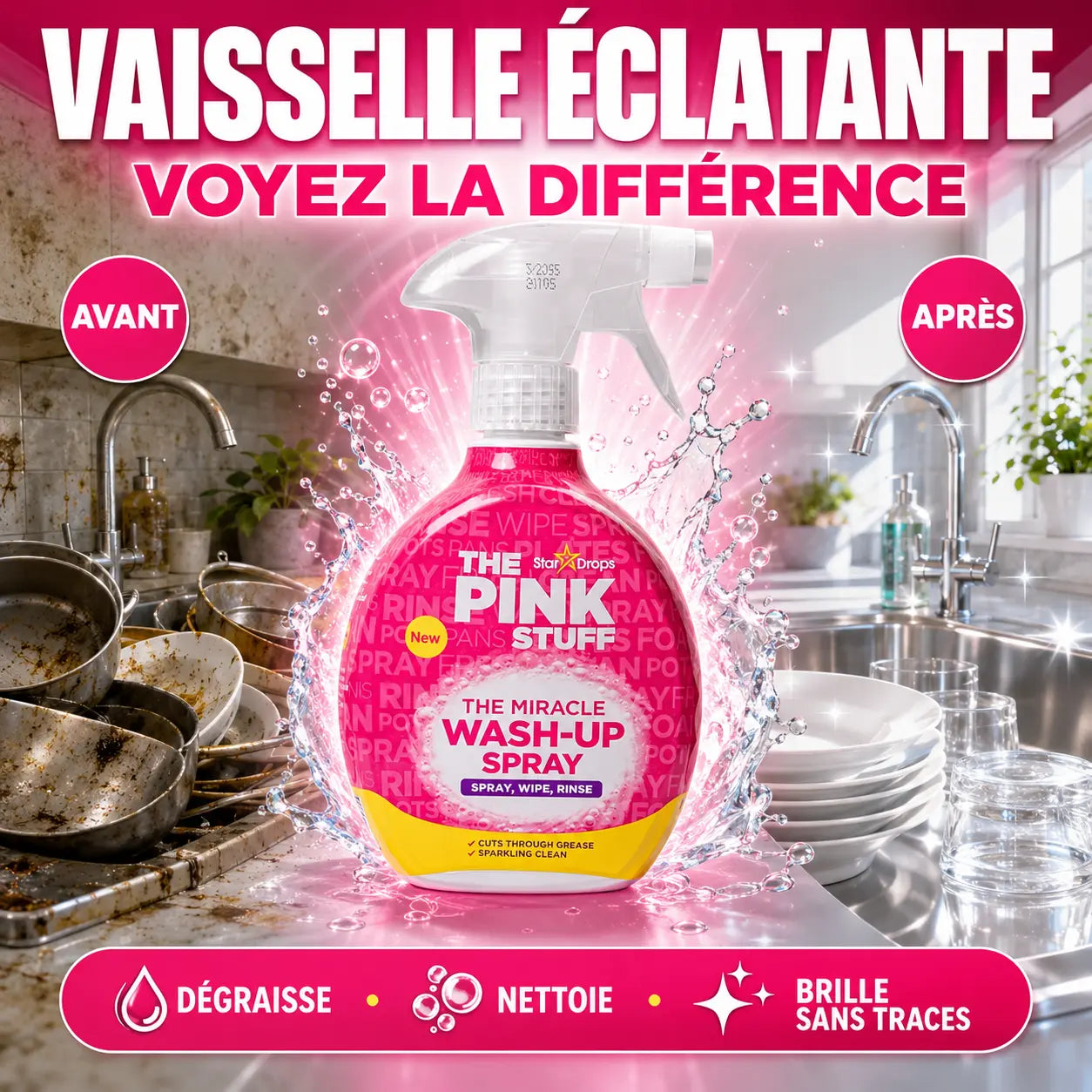 Spray Vaisselle The Pink Stuff The Miracle Wash-Up Spray — 500 ml
