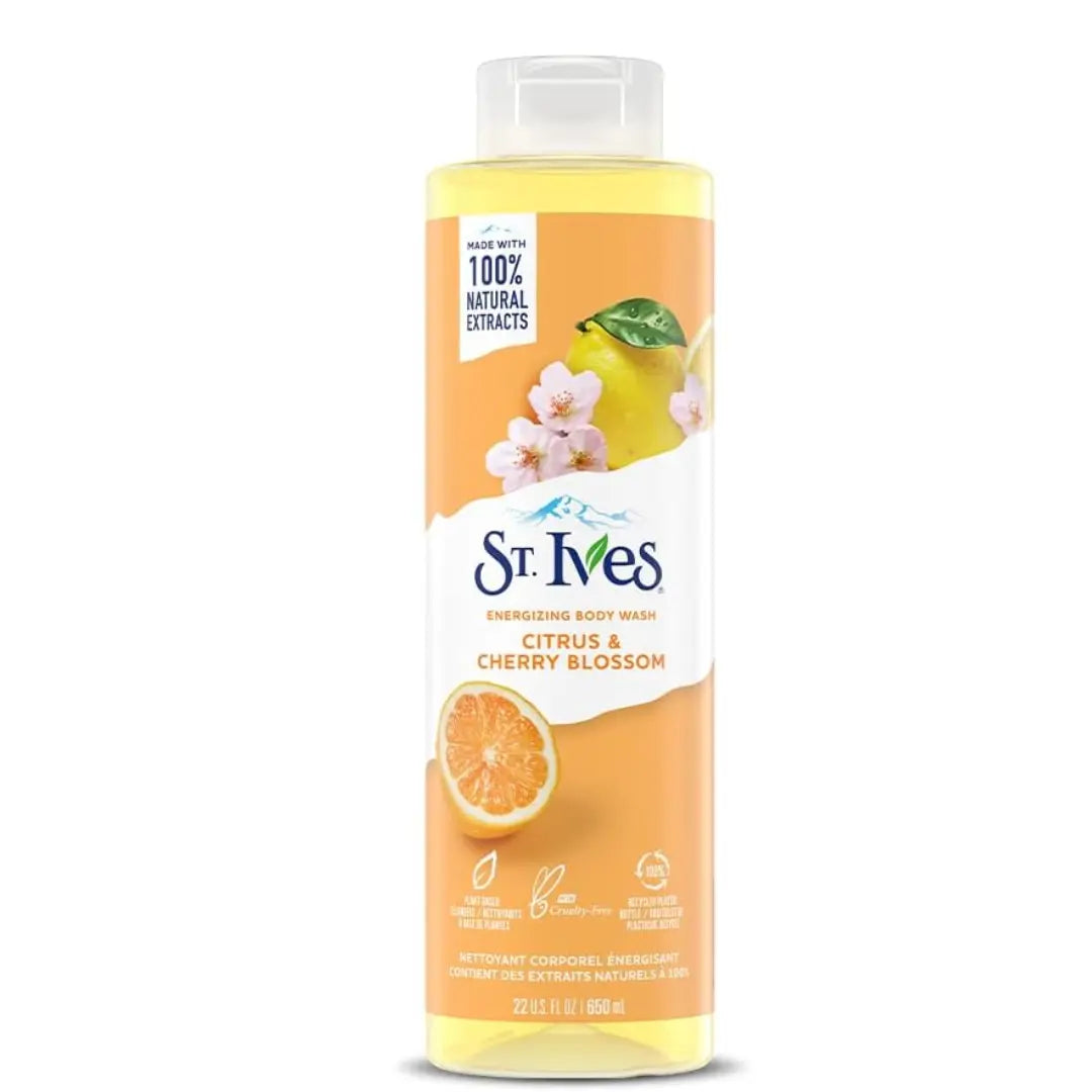 St Ives Gel douche énergisant aux agrumes et aux fleurs de cerisier 650 ml ST IVES