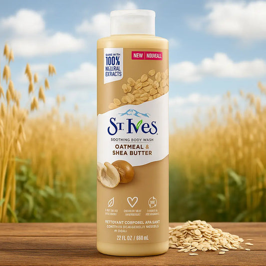 St Ives Gel douche, flocons d'avoine et beurre de karité aux extraits 100 % naturels 650 ml ST IVES