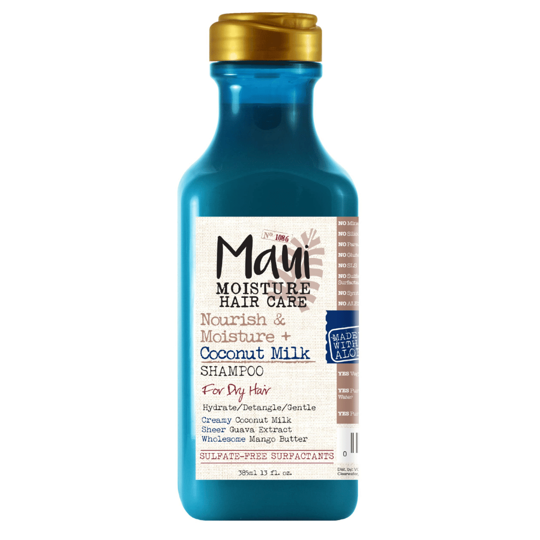 1 Maui Moisture Nourish & Moisture + Shampooing au lait de coco pour hydrater et démêler les cheveux bouclés 385 ML MAUI