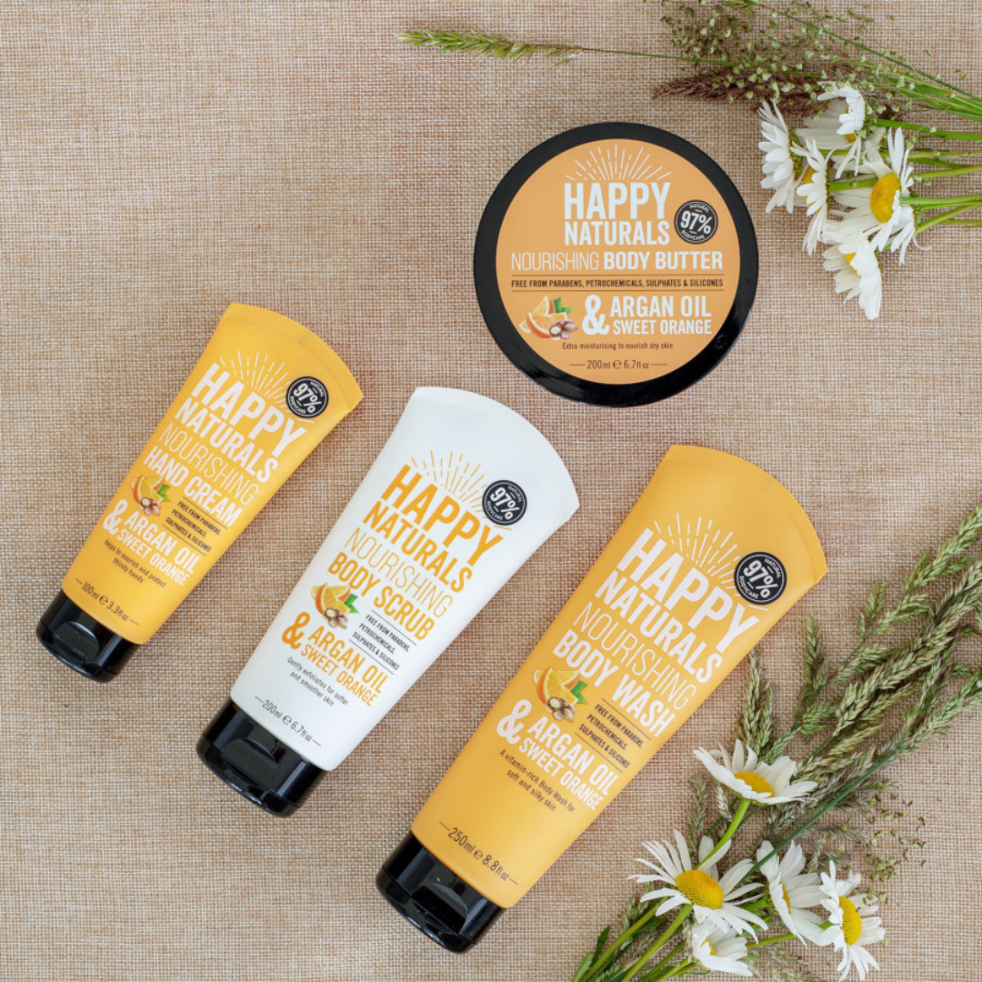 Happy Naturals Gel douche nourrissant à l'huile d'argan et au karité 250 ml Happy Naturals