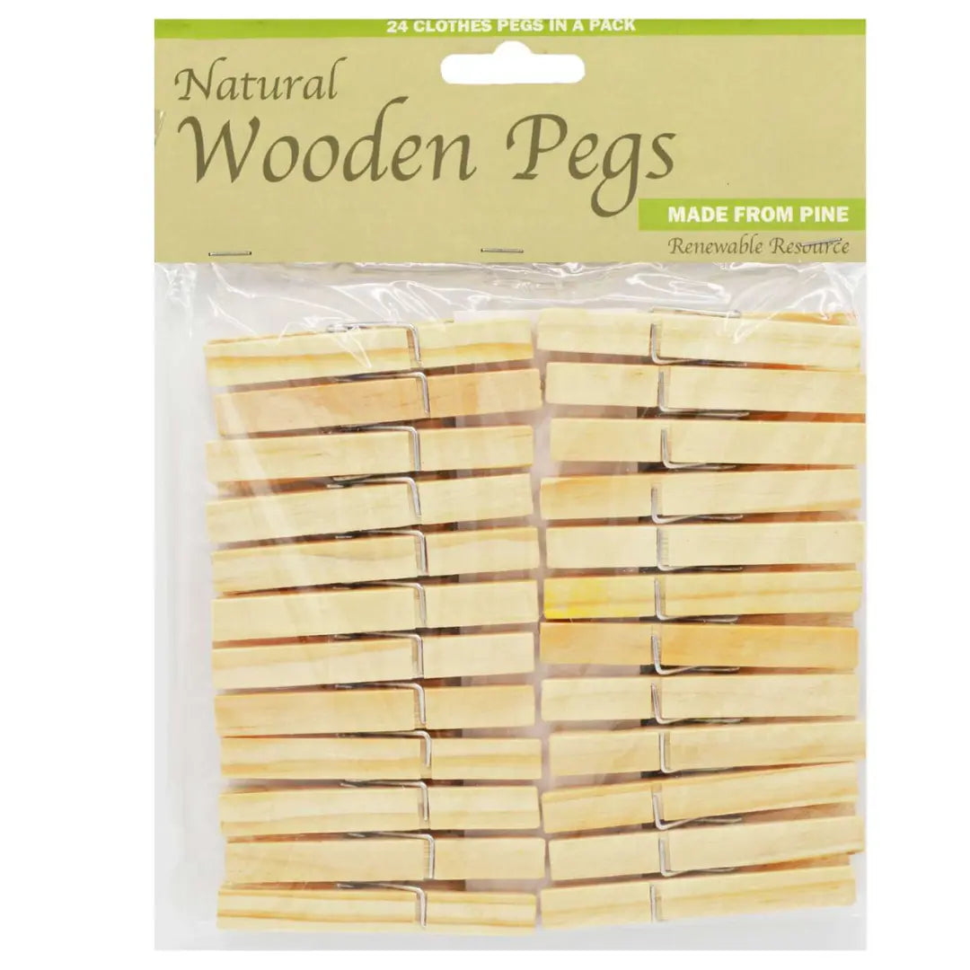 Lot De 24 Pinces A Linge En Bois NATURAL
