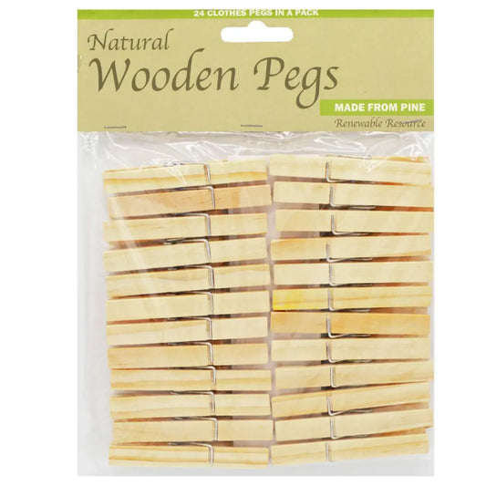 Lot De 24 Pinces A Linge En Bois NATURAL